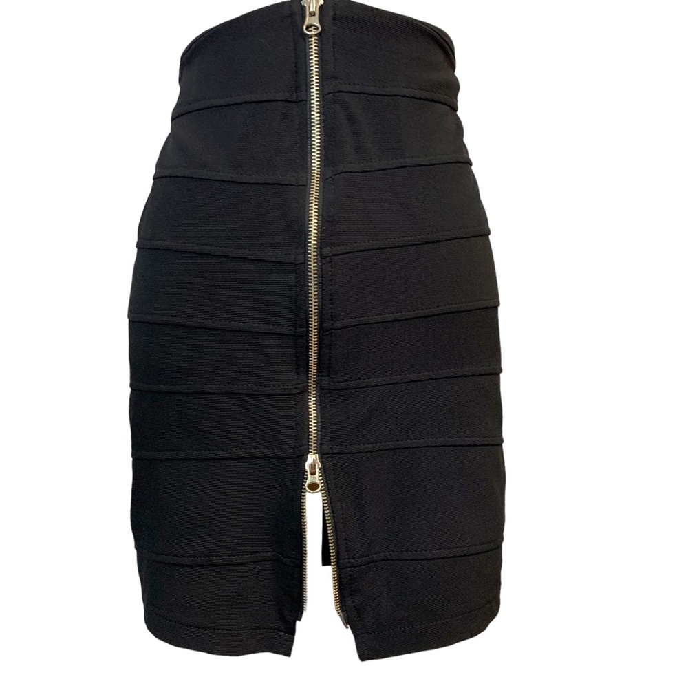 TOTO COLLECTION Vintage Ribbed Zip Front Mini Skirt Sz M